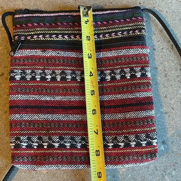 Bohemian Multicolored Striped Knit Lightweight Mini Crossbody Bag - Picture 10 of 12